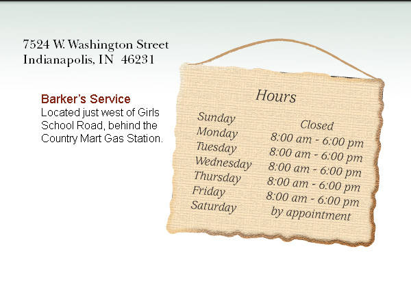 hours of operation for Barker's Service Auto Care